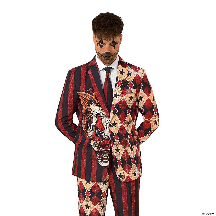 Adults Red Scary Clown Suit Costume Image