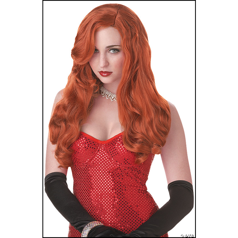Adults Red Silver Screen Movie Star Wig Image