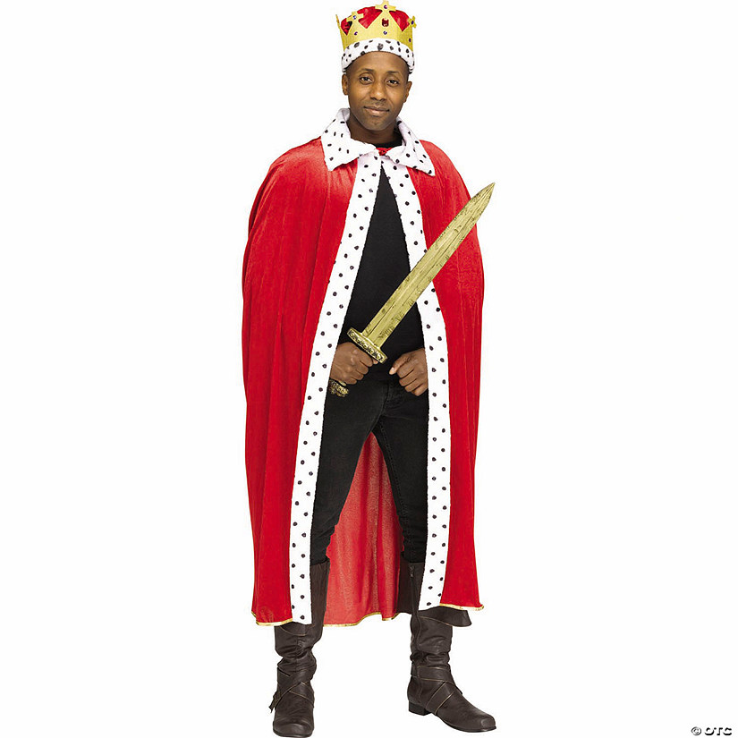 Adults Royalty Polyester Robe &amp; Plastic Crown Set - One Size Image