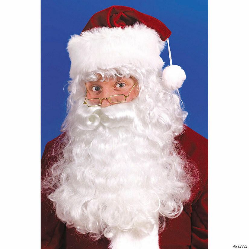 Adults Santa White Synthetic Wig &amp; Beard Set - One Size Image