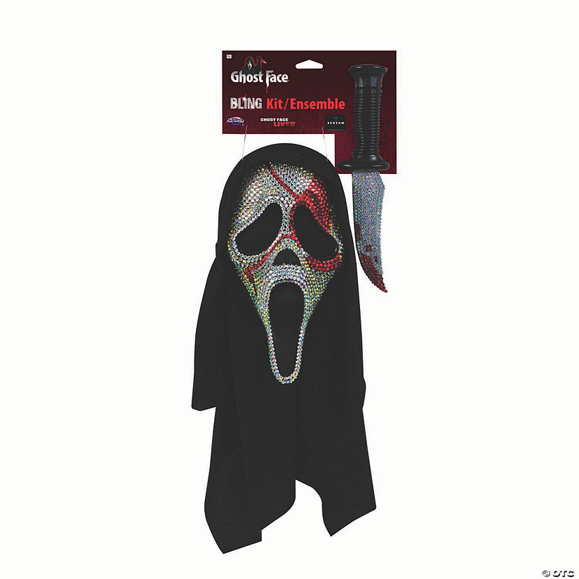 Adults Scream&#8482; Ghost Face Bling Bloody Mask & Knife Costume Accessory Set Image