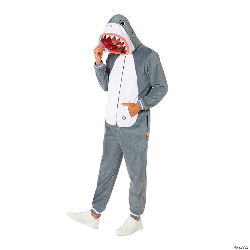Adults Shark Hooded Onesie Costume Image
