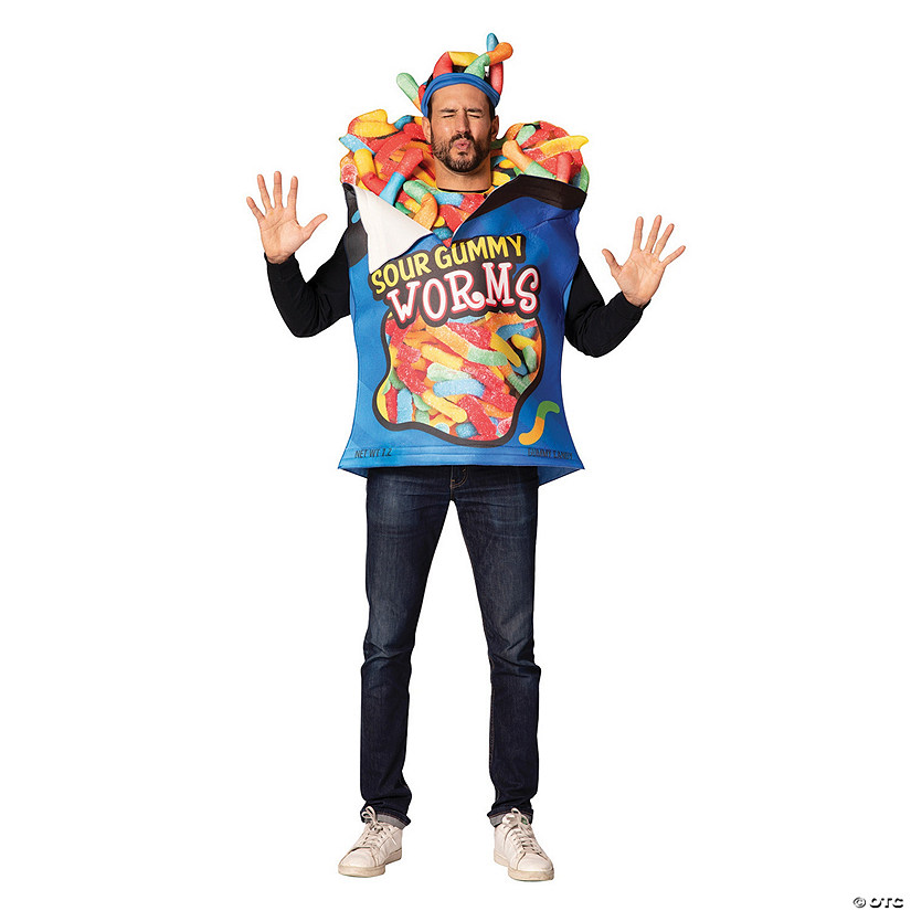 Adults Sour Gummy Worms Candy Tunic Costume Image