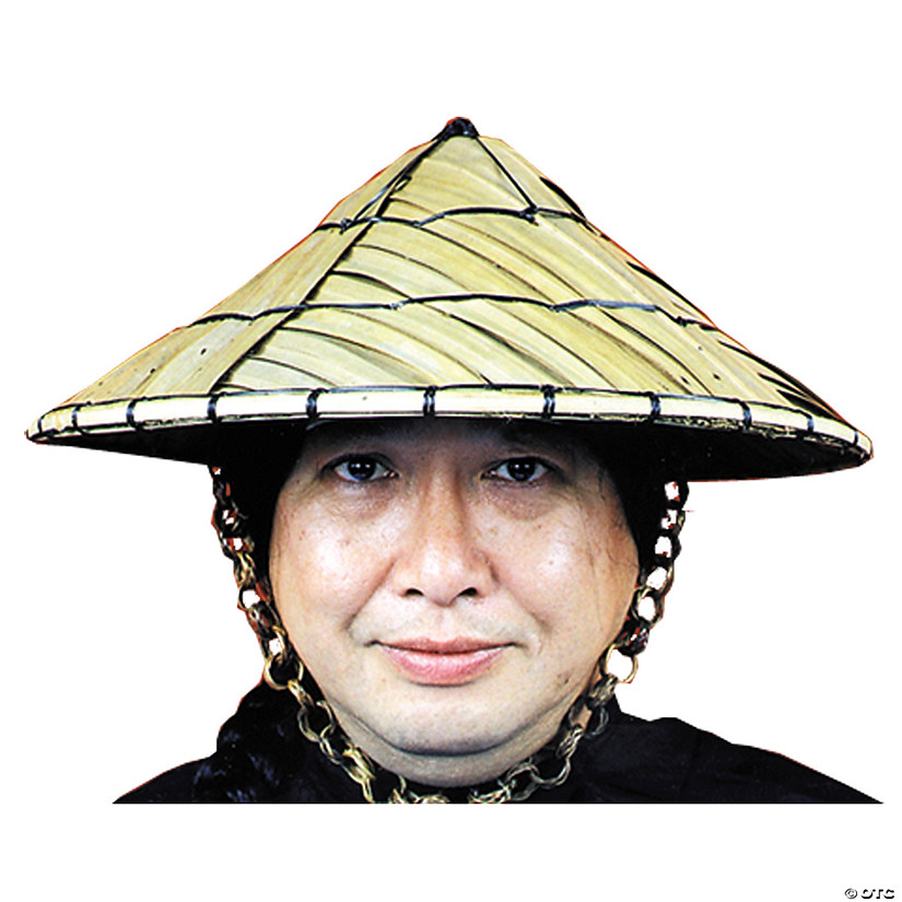 Adult's Straw & Bamboo Coolie Hat Image