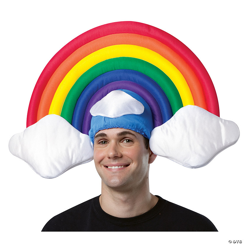 Adults Stuffed Rainbow with Clouds Hat Image