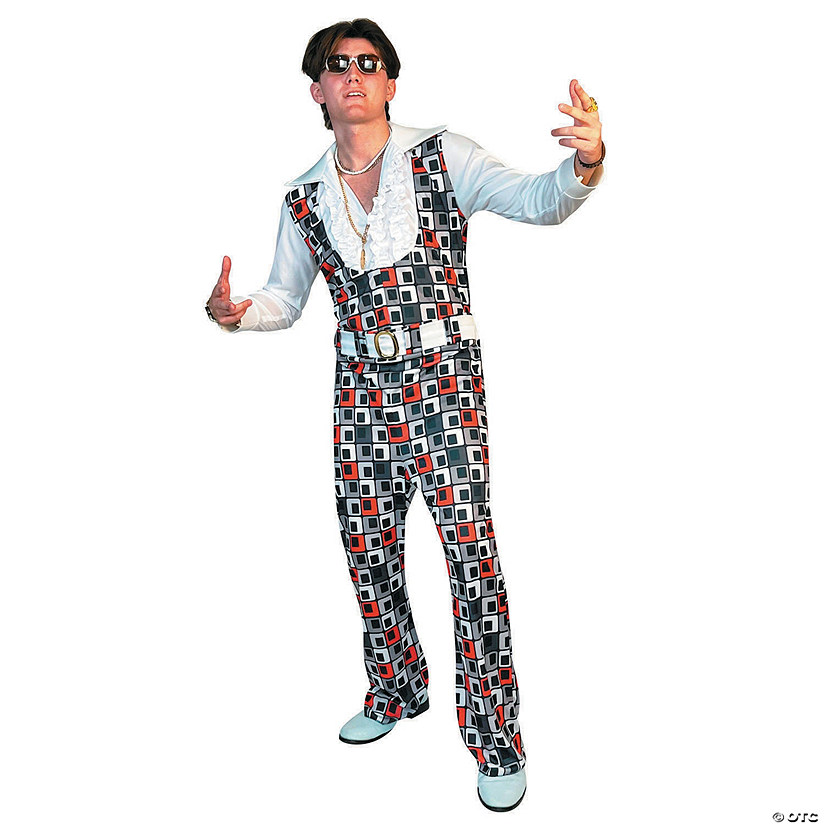Adults Swaggertown Black &amp; White Cubes Pattern Pantsuit Costume Image