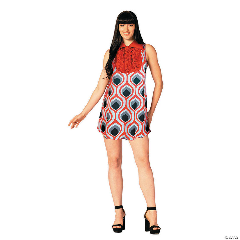 Adults Swaggertown Black &amp; White Feather-Print Dress Costume Image