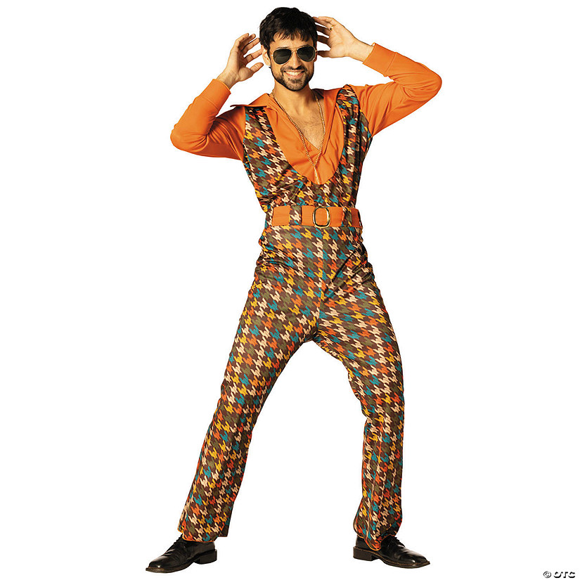 Adults Swaggertown Orange Houndstooth Pantsuit Costume Image