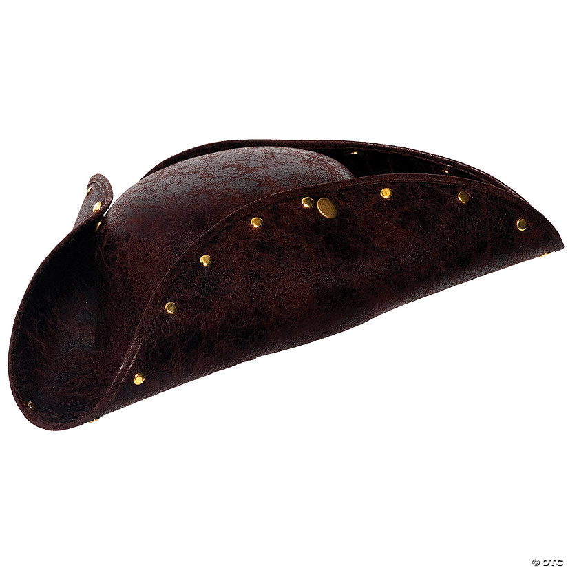 Adults Tricorne Hat with Gold Studs Image