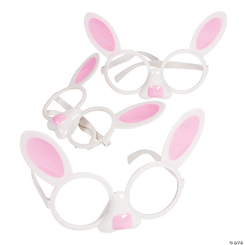 Adults White Bunny-Shaped Glasses Image