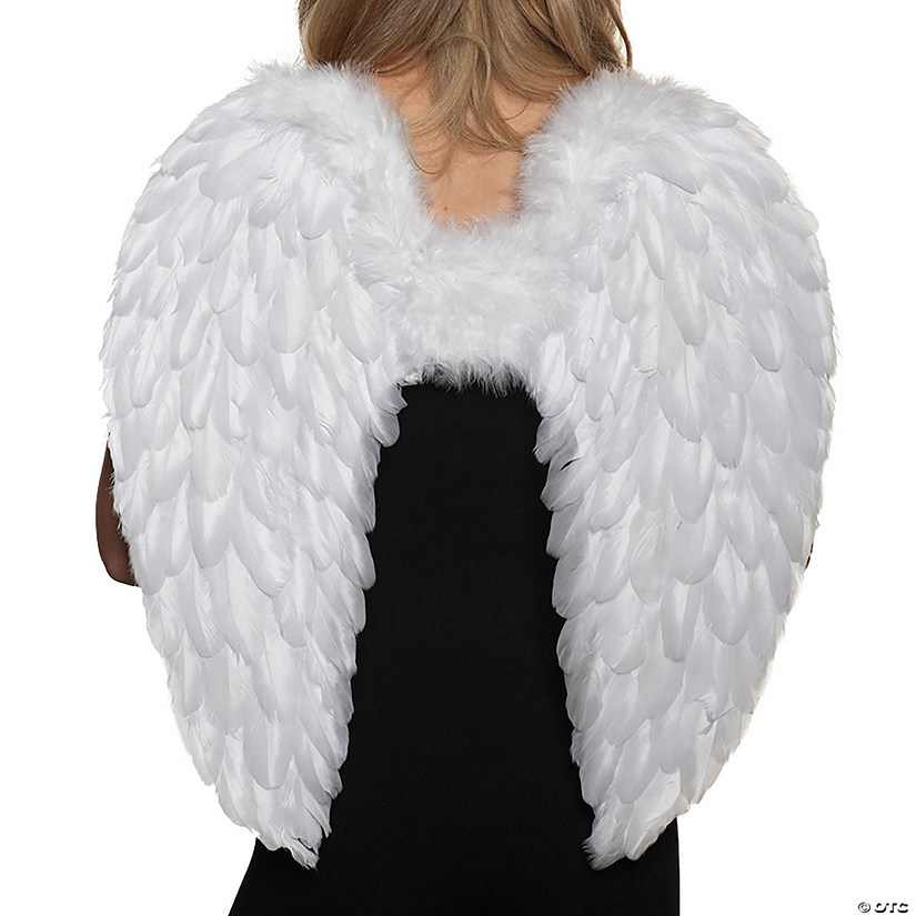 Adults White Fluffy Feather Angel Wings Costume Accessory Image