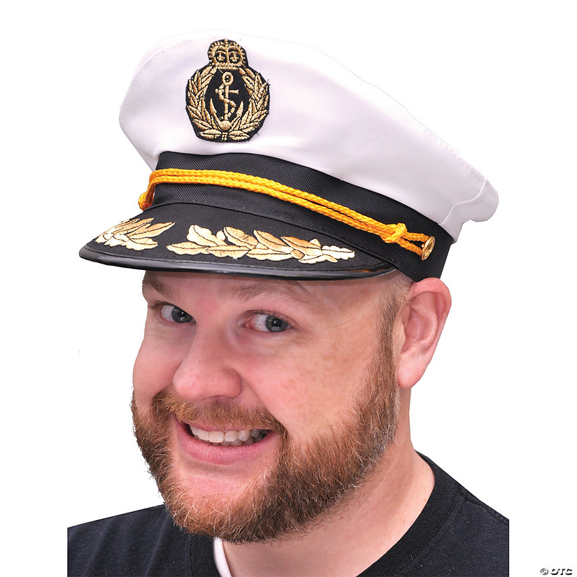 Adult's White Navy Captain Hat Image