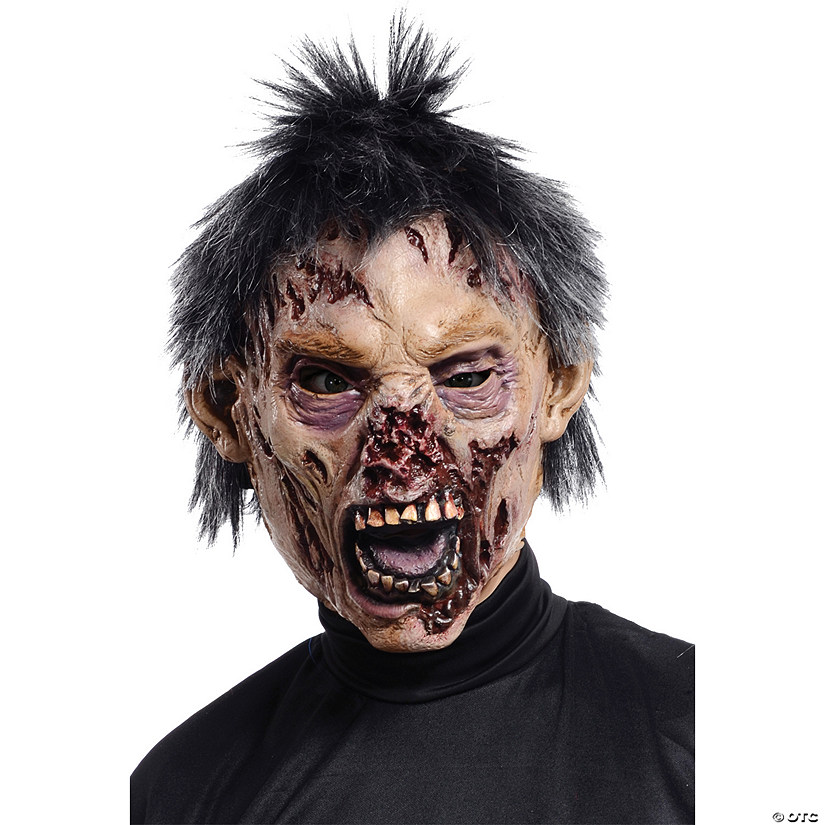Adult's Zombie Mask with Black Hair Image