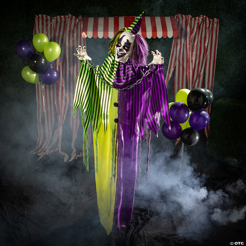 Animated Standing Scary Clown Halloween Decoration Image