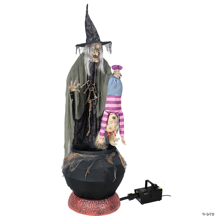 Animated Stew Brew Witch Halloween Decoration with Fog Machine Image