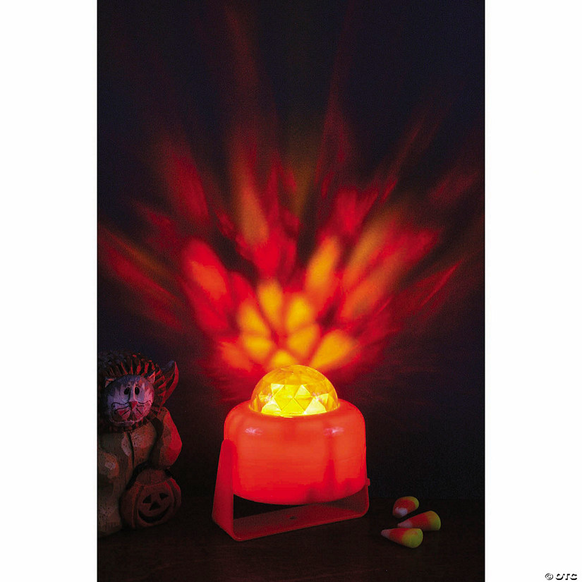 Auto Timer Battery-Operated Orange Flaming Pumpkin Light Image