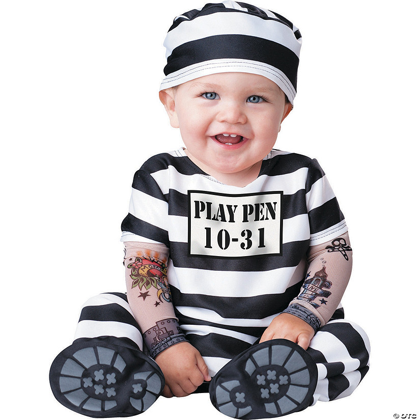 Baby Time Out Prison Stripes Costume - Small Image