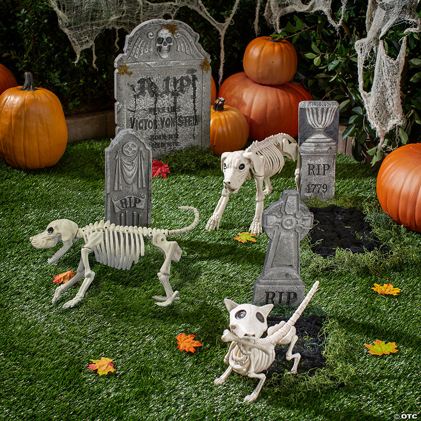 Bad Dog Skeleton Cemetery Halloween Decorating Kit &amp;#8211; 4 Pc. Image