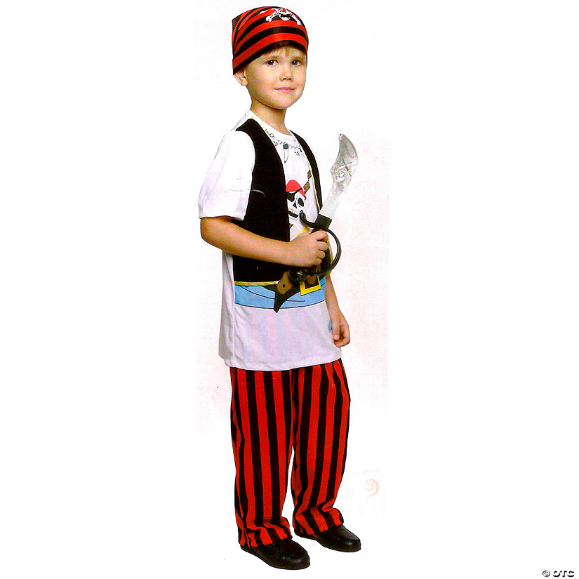 Black and Red Pirate Boy Child Halloween Costume - Medium Image