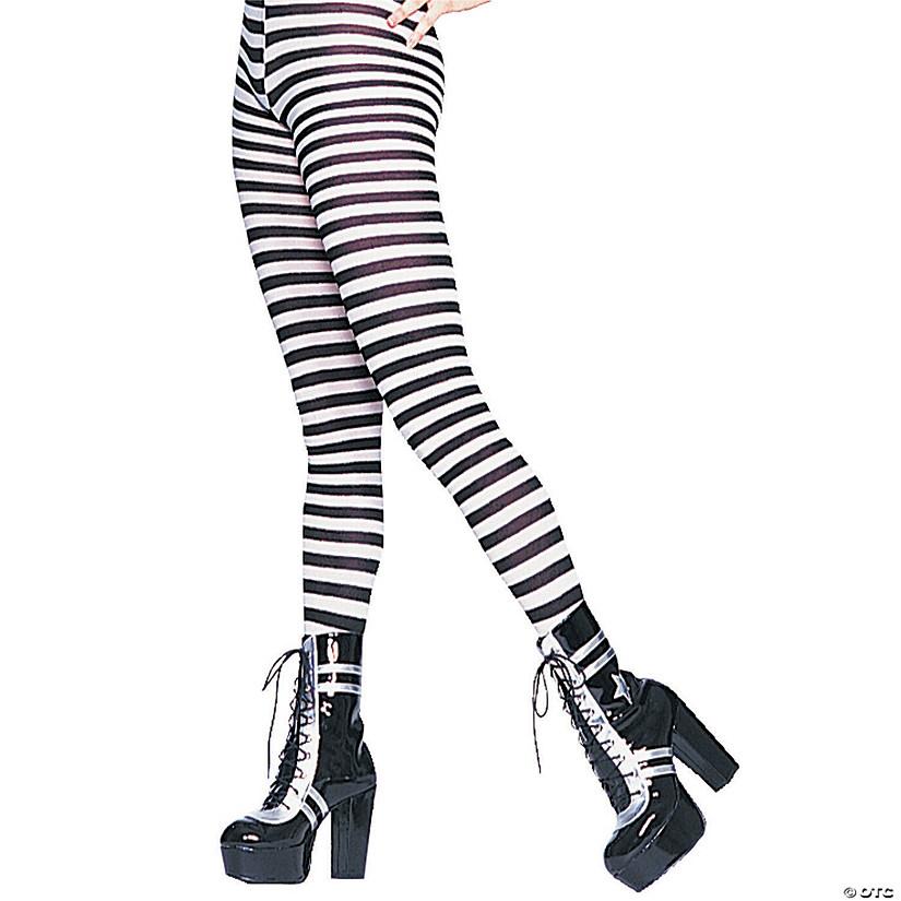 Black & White Striped Tights Image