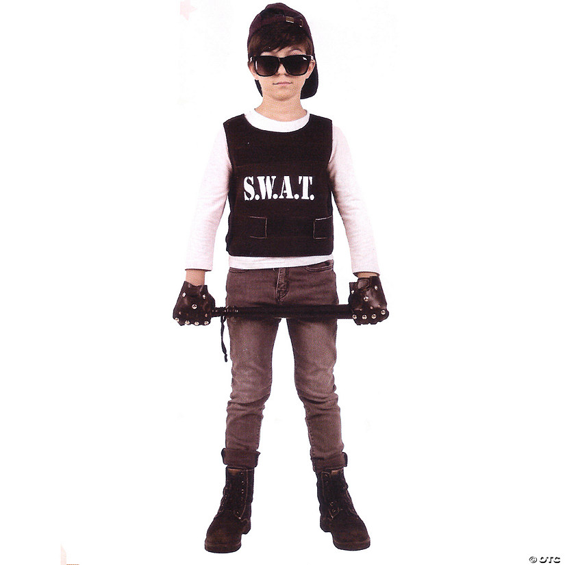 Black and White Swat Team Boy Child Halloween Costume - Medium Image