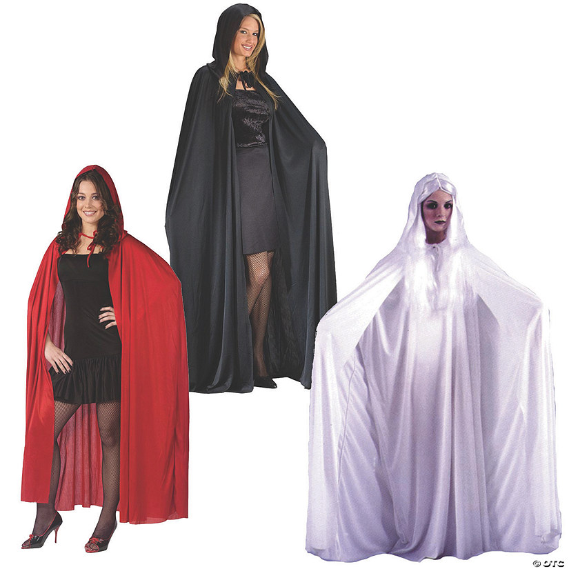 Black Cape Hooded Halloween Costume for Adults Image
