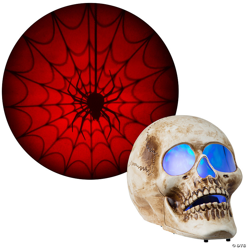 Blazing Scenes &amp;#8211; 10-inch Skull with Red Spider Web Projection Image