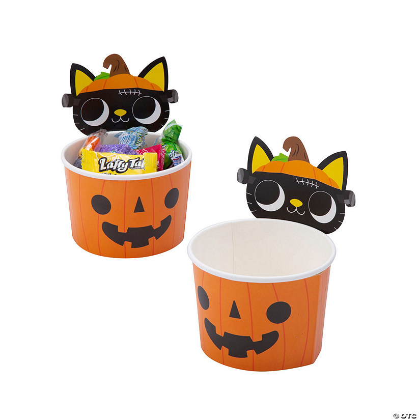 Boo Crew Cat-Shaped Disposable Paper Snack Cups - 12 Pc. Image