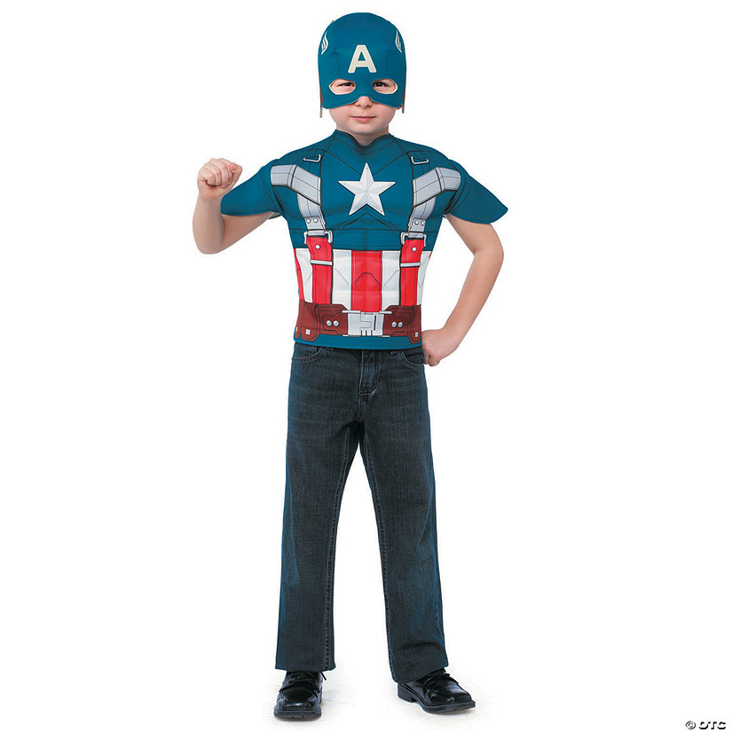 Boy&#8217;s Captain America&#8482; T-Shirt & Mask Costume - Small Image
