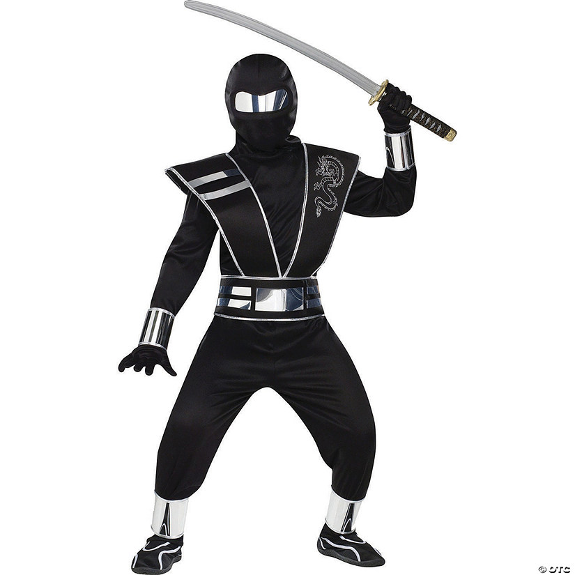 Boy&amp;#8217;s Silver Mirror Ninja Halloween Costume Image