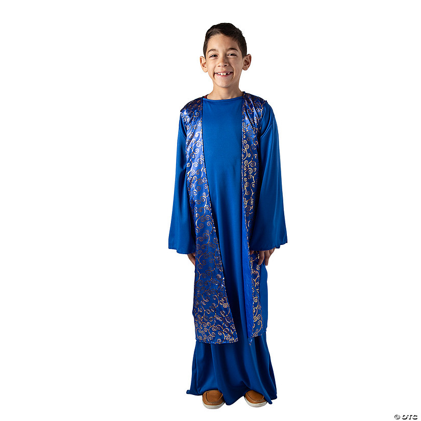 Boy&amp;#8217;s Wise Man Costume Blue &amp; Gold Vest Image
