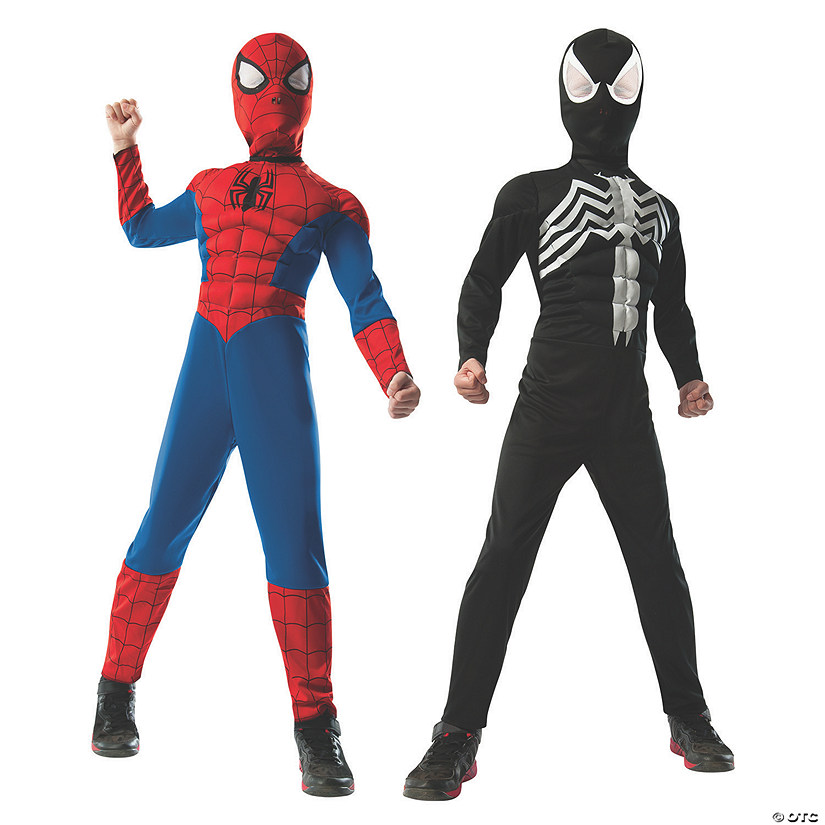 Boy's 2 in 1 Reversible Muscle Chest Spider-Man Costume Image