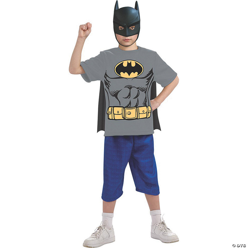 Boy's Batman Shirt Mask Cape Costume - Large Image