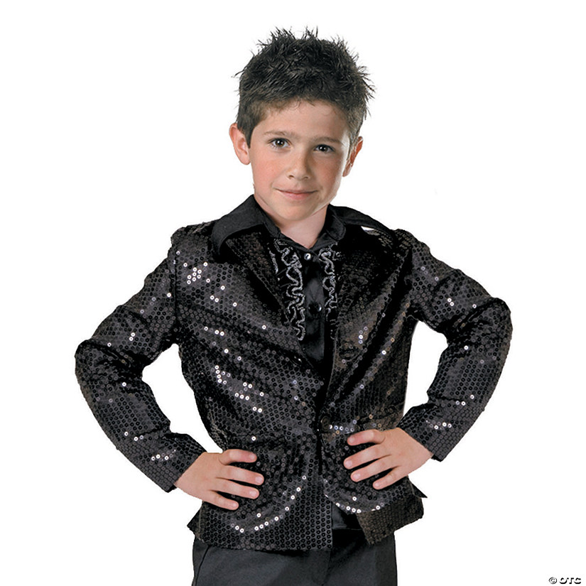 Boy's Black Disco Jacket Costume Image