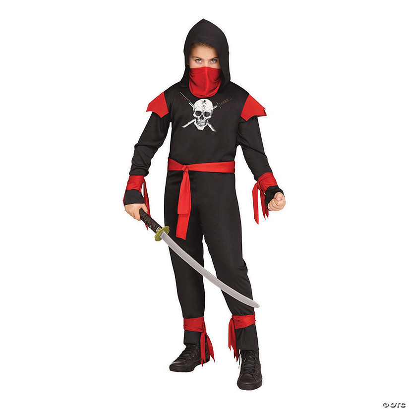 Boy's Black Skull Ninja Costume - Large Image