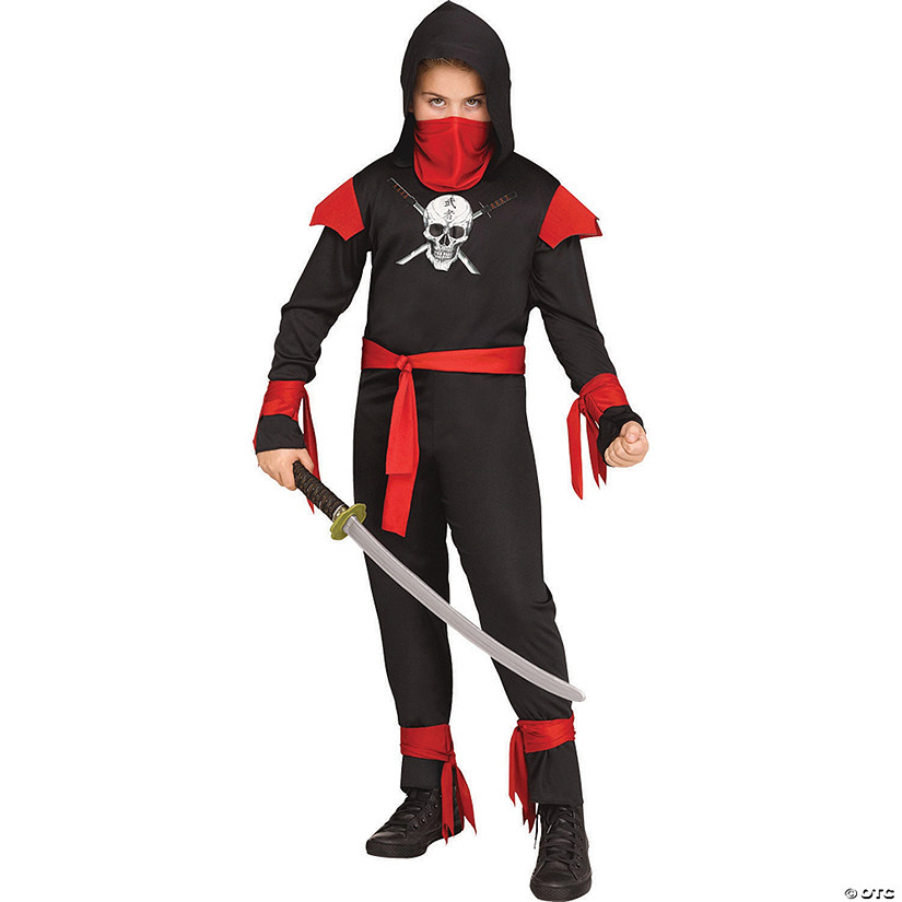 Boy's Black Skull Ninja Costume Image