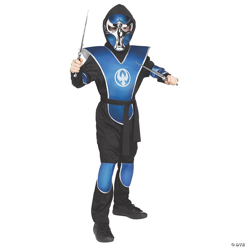 Boy's Blue Chrome Ninja Halloween Costume - Large Image