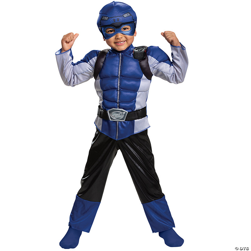 Boy's Blue Power Ranger Beast Morphers Muscle Costume Image