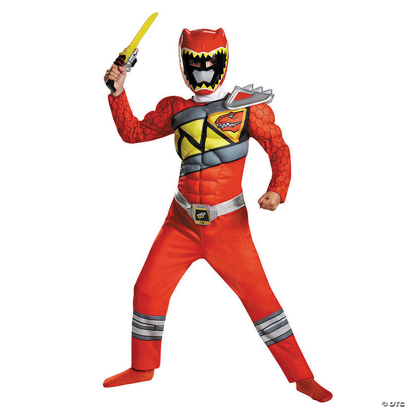 Boy's Classic Muscle Chest Mighty Morphin Power Rangers&#8482; Red Ranger Dino Costume Image