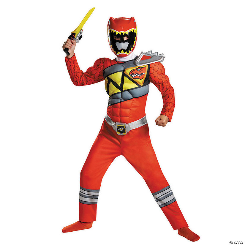 Boy's Classic Muscle Chest Mighty Morphin Power Rangers&amp;#8482; Red Ranger Dino Costume Image