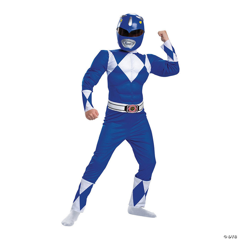 Boy's Classic Muscle Mighty Morphin Blue Ranger Costume Image