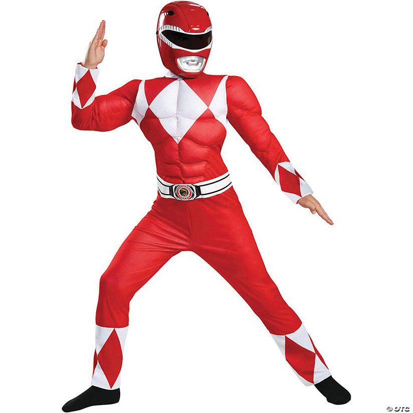 Boy's Classic Muscle Mighty Morphin Power Rangers&amp;#8482; Red Ranger Costume Image
