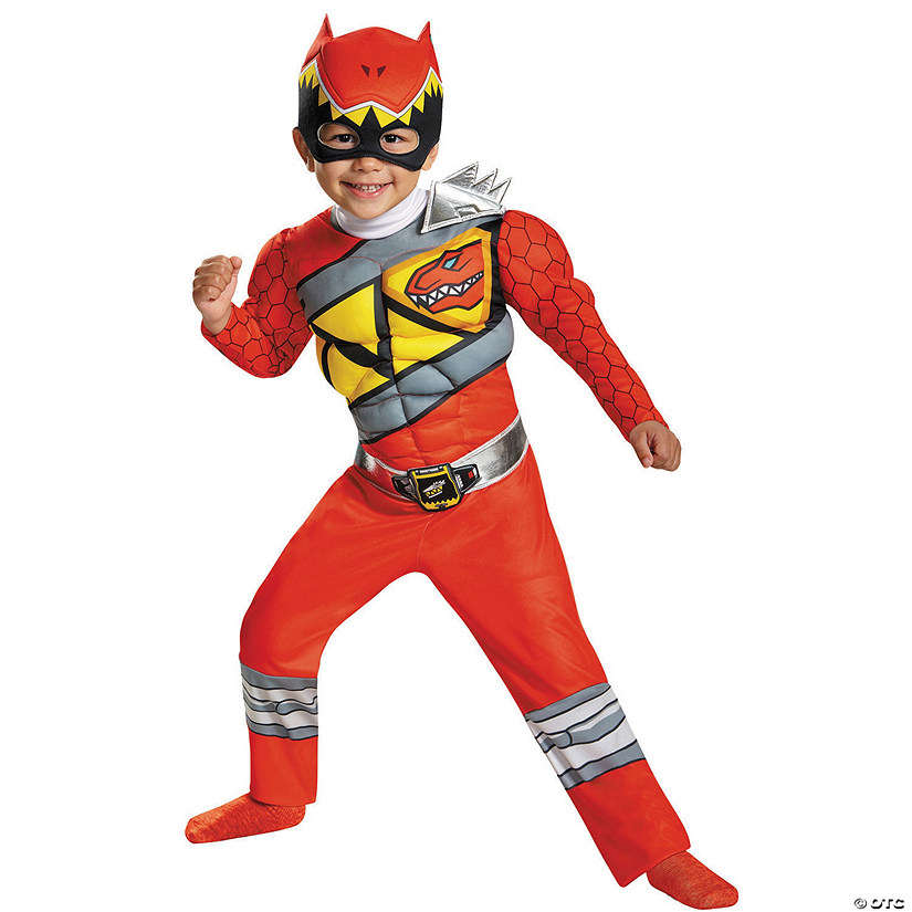 Boy's Classic Muscle Red Ranger Dino Costume Image