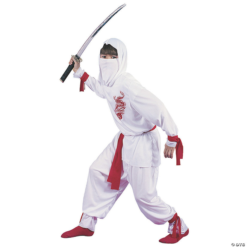 Boy's Deluxe White Ninja Costume - Large Image