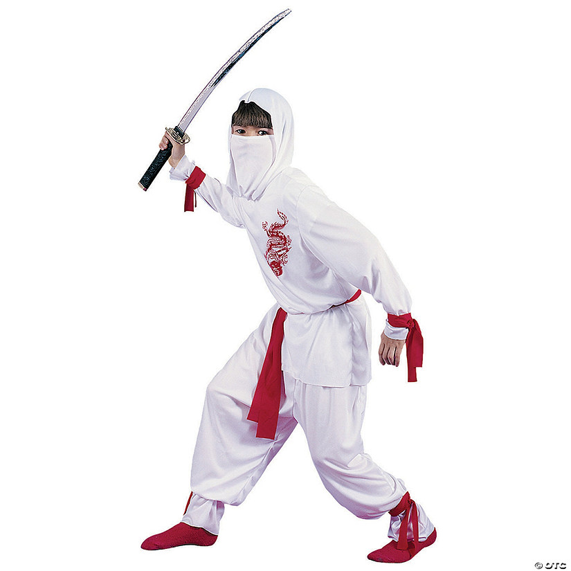 Boy's Deluxe White Ninja Costume Image
