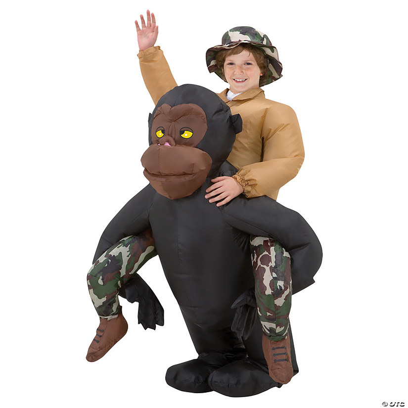 Boy's Inflatable Riding Gorilla Image