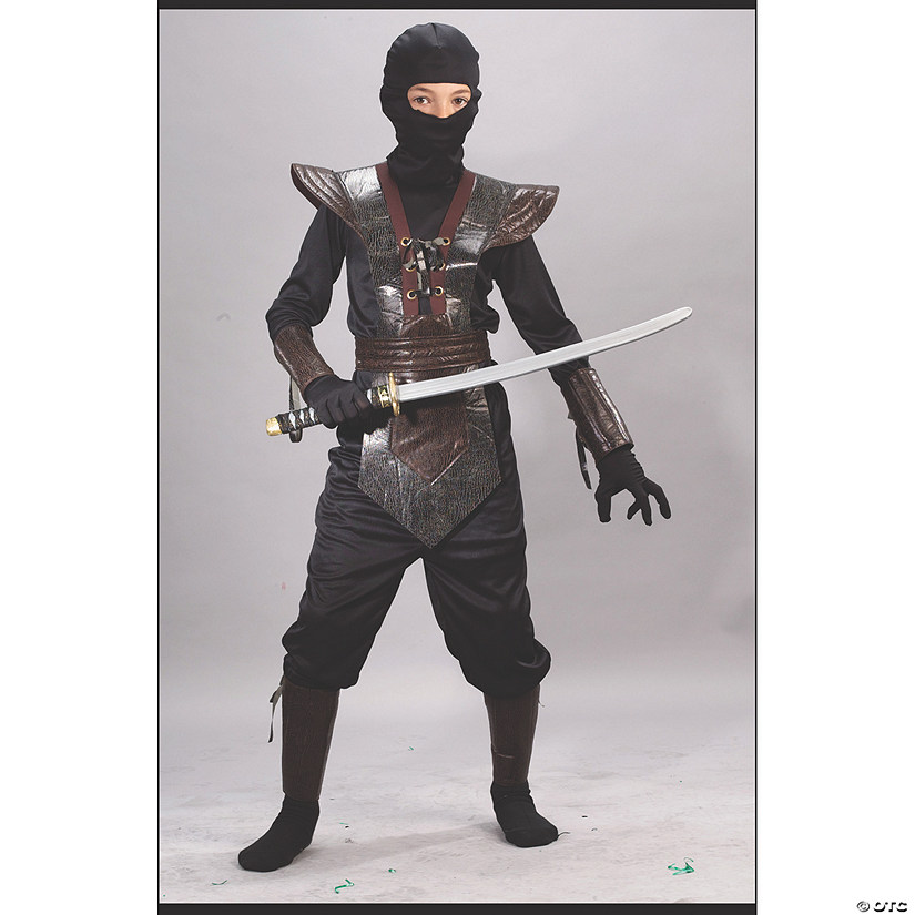 Boy's Leather Ninja Fighter Leather Costume - Medium Image