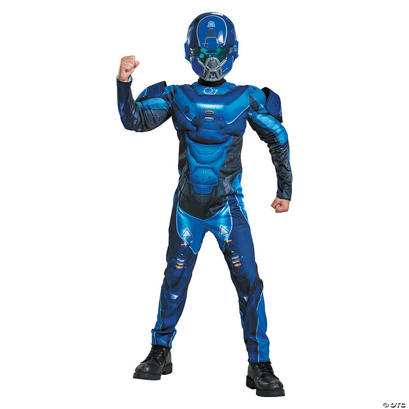 Boy's Muscle Halo Blue Spartan Costume - Small Image