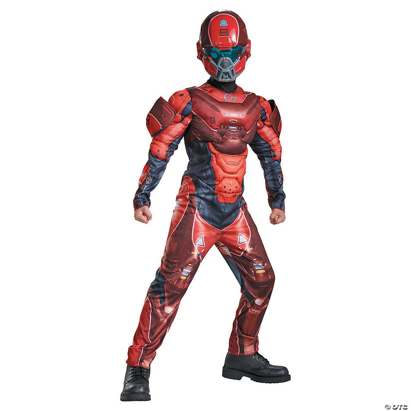 Boy's Muscle Halo Red Spartan Costume - Large Image