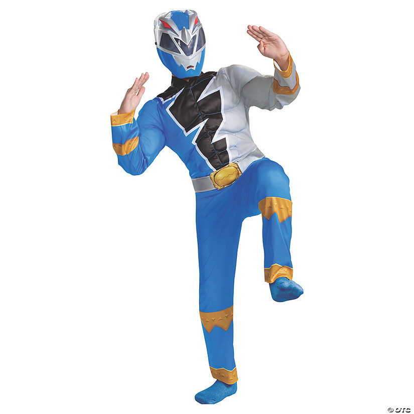 Boy's Muscle Mighty Morphin Power Rangers Blue Ranger Dino Fury Costume Image